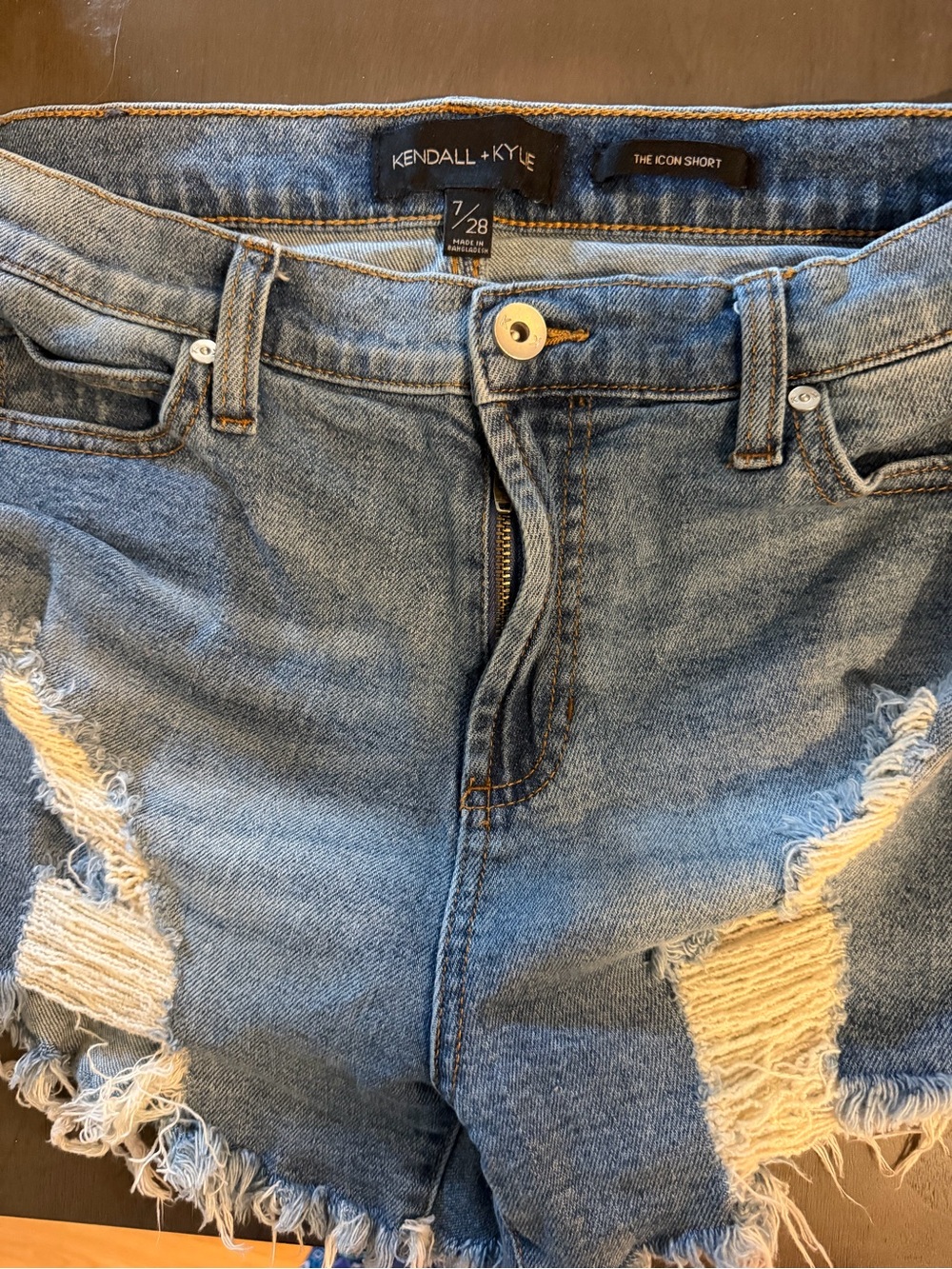Kendall & Kylie Light Blue Distressed Denim Shorts